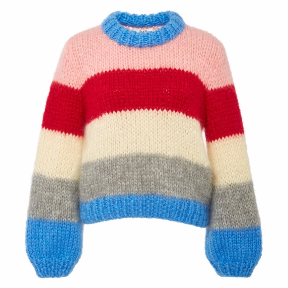 Ganni Sweaters - GANNI Julliard Striped Mohair/ Wool Blend Sweater